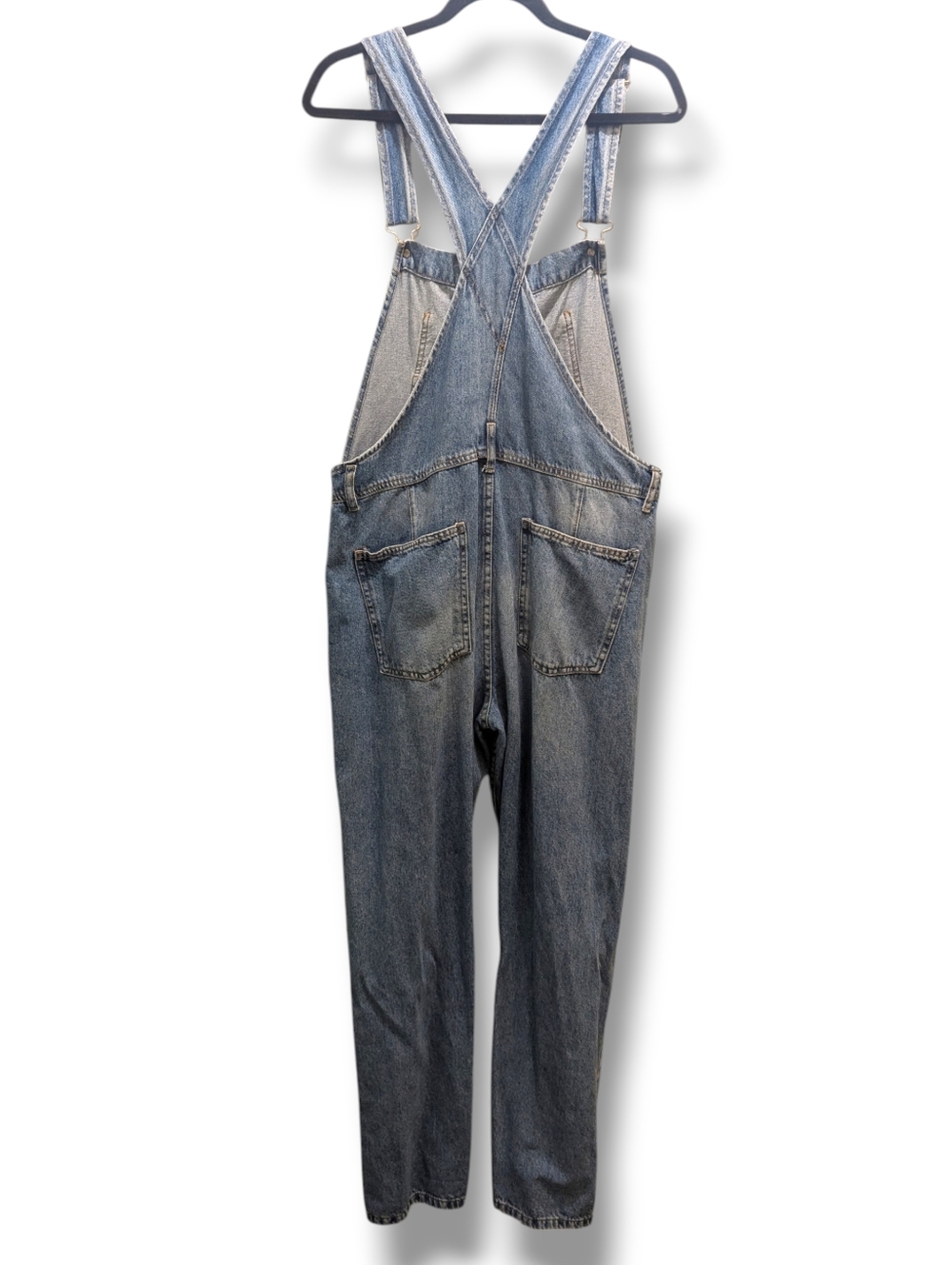 Free People We The Free Ziggy Distressed Ripped Knees Denim Overalls- M - Picture 6 of 16